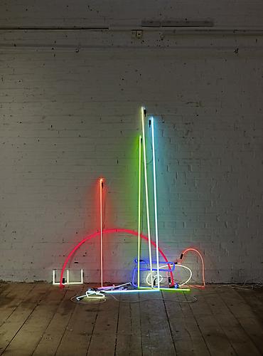 Anselm Reyle
Untitled   2009
Neon, cables, chains
86.6 x 70.9 x 27.6 in
Courtesy Gagosian Gallery, New York