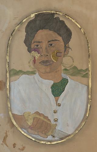 I'll Cut You.  I Swear.  ("Queen" Jacinta of the Tairona.  Santa Marta, Colombia 1790) (2011)
Acrylic, Ink, Coffee, Tea On Paper
44h x 30w in (111.76h x 76.2w cm)