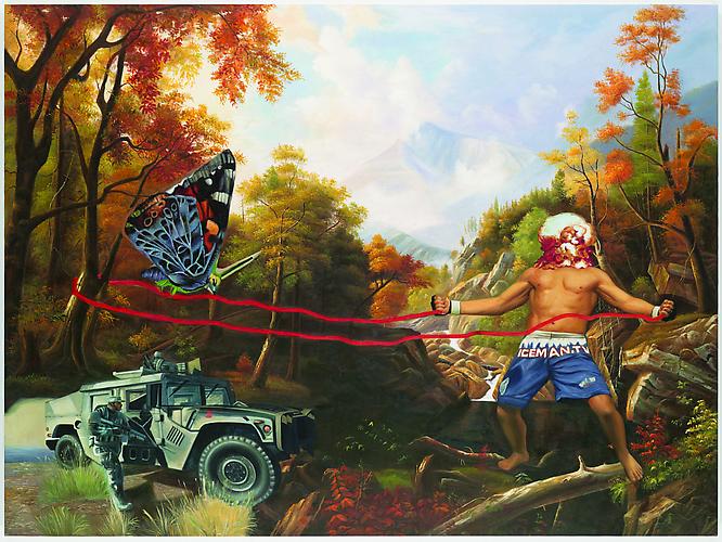Nails & Feathers, 2008.
Acrylic and oil on canvas, 96 x 72 inches.
