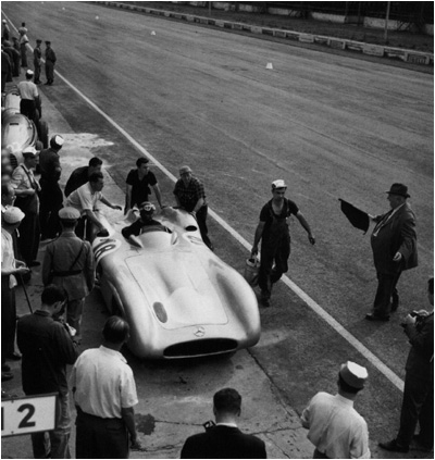 Juan Manuel Fangio, Mercedes W196, Monza, Italy
1955
gelatin silver print