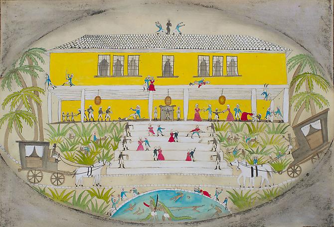 1790 (Pastoral Scene Of The Gallant South) Cite' St. Marc (2012)
Acrylic, Ink, Coffee, Tea On Paper
23h x 30w in (58.42h x 76.2w cm)
