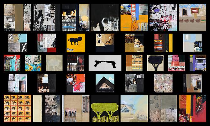Gayle Wells Mandle
HyperMarket  (Installation shot)  2010-11
Mixed media on canvas 
47 x 47 in