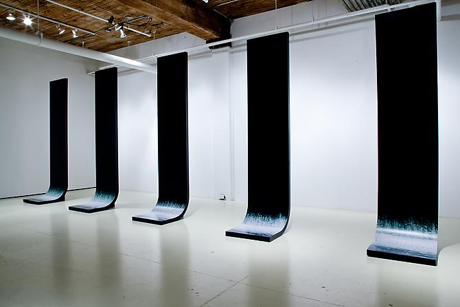5 SCULPTURAL ELEMENTS | INSTALLATION VIEW | PEAK GALLERY TORONTO | LAMINATED PLYWOOD, LAMBDA PRINTS | 227 X 61 X 46 CM EACH | 2009