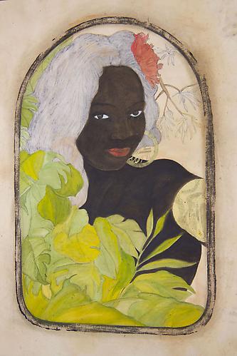 Portrait of Mami Wata (2012)
Acrylic, Ink, Coffee, Tea On Paper
44h x 30w in (111.76h x 76.2w cm)