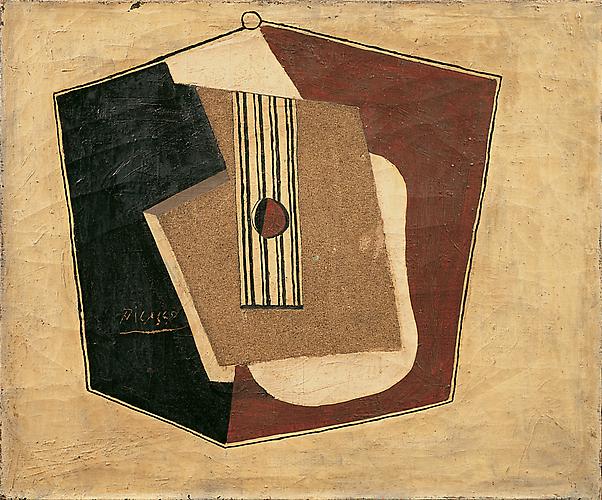  Guitare, 1918 (Guitar), 1918 
Oil and sand on canvas, 21 1/4 x 25 5/8 in. (54 x 65 cm)