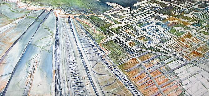 Judith Belzer, Through Lines #20 (2011)
Oil On Canvas
34h x 74w in (86.36h x 187.96w cm)