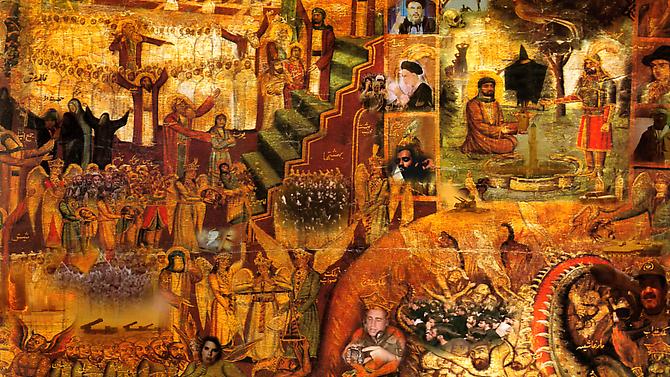 Shoja Azari
Coffee House Painting   2009
Video projection on canvas