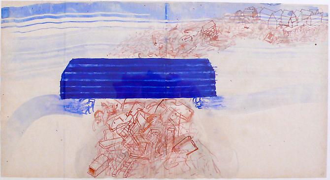 Paul Bowen, 2008
 Flood, , watercolor on paper
10” x 19”