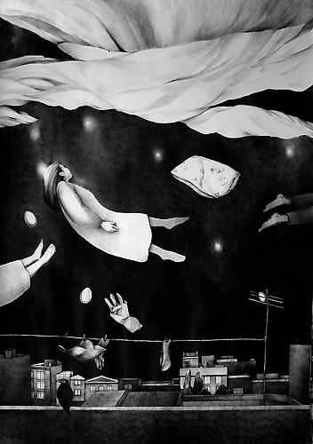 Untitled - SOLD
From the  My World  Series
Black Pen on Cardboard
70 x 100 cm