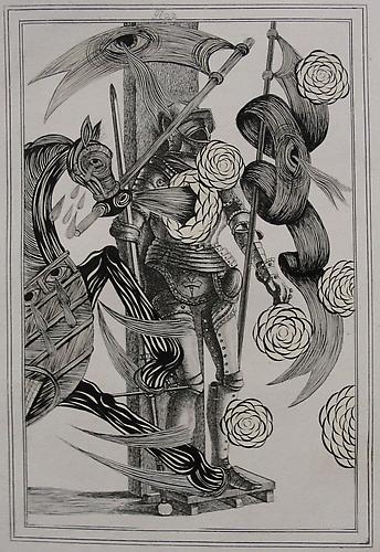 Andrew Schoultz, War Armor (2) (1801-2011)
Acrylic On Antique Copper Plate Etching
16h x 12w in (40.64h x 30.48w cm)