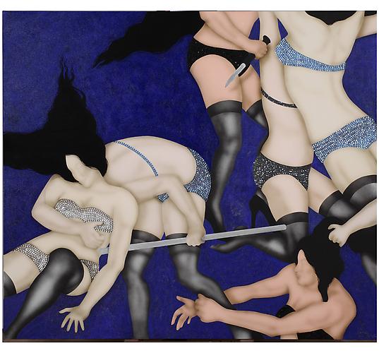 Dark Blue II   2010
Mixed media, acrylic and embroidery with sequins and beads on canvas
63 x 55.1 in / 160 x 140 cm