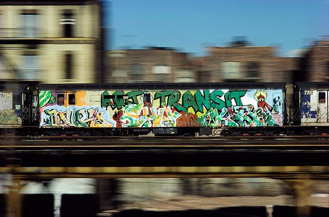 Martha Cooper, Art vs. Transit, South Bronx, 1982.
Digital C Print, 21 5/8 x 33 1/8 inches.
