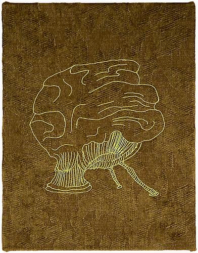 David Byrne
Brainstem   2006
Embroidery on upholstery fabric
18 x 14 ini