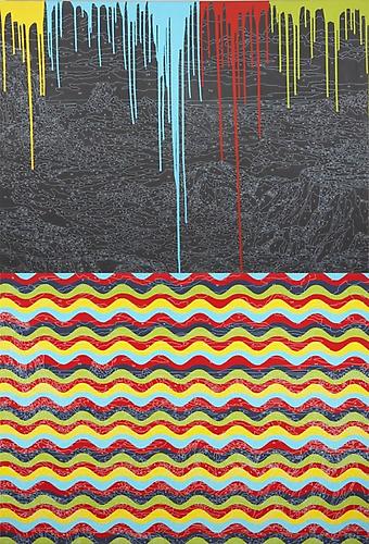Making Waves, 2008.
Silkscreen, acrylic on canvas, 92 x 60 inches.