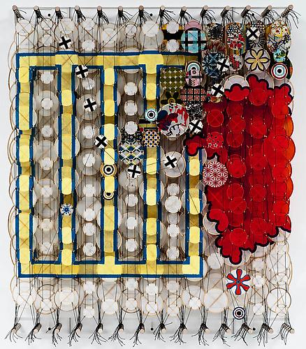 The Main Event of Their Lives
Acrylic, paper, bamboo, nylon
40 x 34 x 8 inches