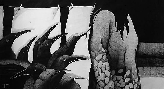 Untitled
From the  My World  Series
Black Pen on Cardboard
100 x 50 cm