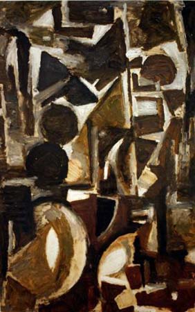 Untitled Abstract,1946	
Oil on paper	
39 1/2 x 25 inches (100.33 x 63.5 cm)			
GOLU_M_067
