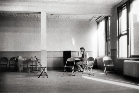 First Arrival, Elvis sings a gospel song waiting for Steve Allen and his entourage to arrive for the Steve Allen Show rehearsal, New York
June 29th, 1956
gelatin silver print