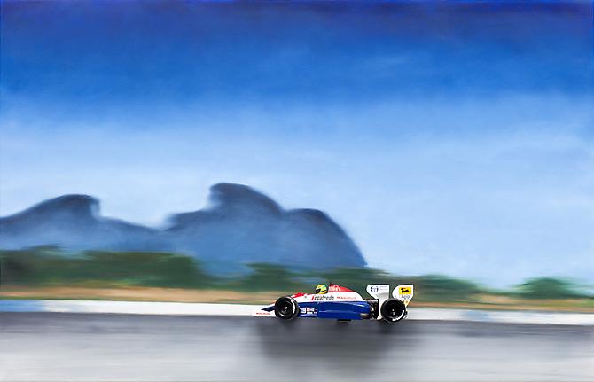 "Toleman TG184 1984"
2010
Die cast metal, oil on canvas on panel
23 x 36 x 7 inches