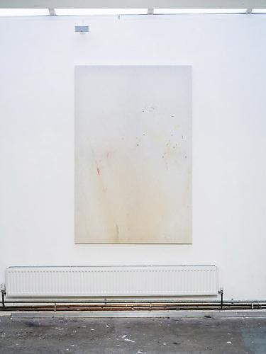 Alastair Levy
someone else's painting (ours), 2011.
Cotton fabric used as a tablecloth and a shower curtain, stretcher frame, 74 x 49 inches.