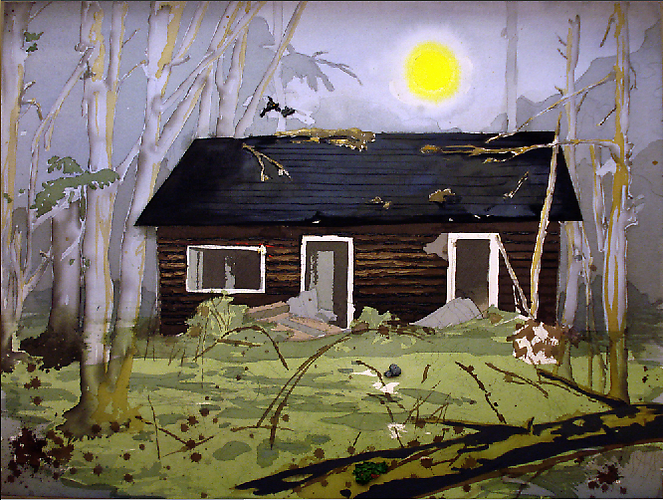 Untitled (Cabin), 2010
mixed media on canvas
45 x 60 inches