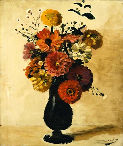 Andre Derain, Fleurs dans un Vase, 1944-1948.
Oil on canvas, 21 1/2 x 18 inches.