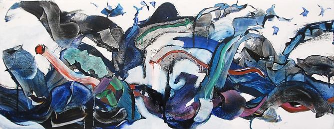 Nancy H. Taplin
 On the Way , 2012
oil on rag paper, 11.38 x 29.38 inches
Listing #5