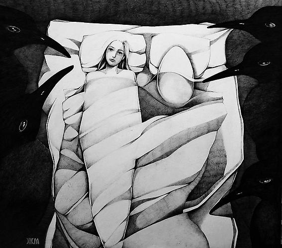Untitled
From the  My World  Series
Black Pen on Cardboard
100 x 100 cm