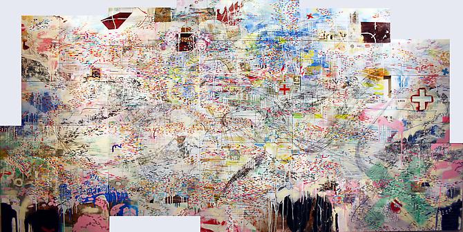 SUBIUNGIO | MULTIMEDIA ON WOOD | 316 X 213.36 CM | 2009