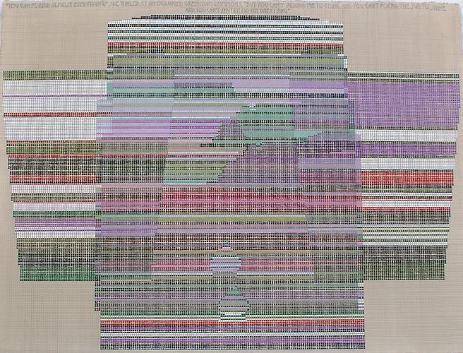 Ellen Lesperance: "You Can Forbid Almost Everything," She Wailed at an Occupied Greenham Commons. " But You Can't Forbid Me to Think. And  You Can't Forbid the Sun to Shine. Any You Can't Shut My Mouth When I Sing" (2010)
Guouache, Graphite On Tea-stained Paper
23h x 29w in (58.42h x 73.66w cm)