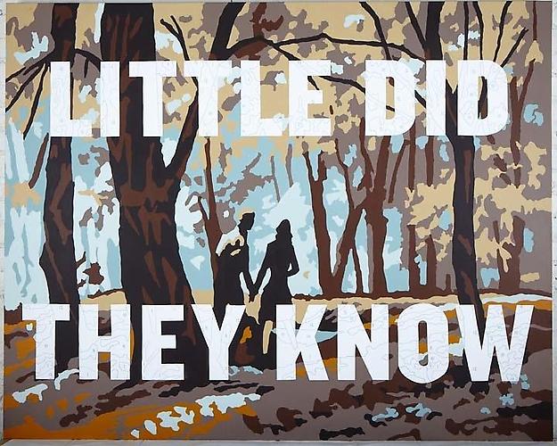 Little Did They Know, 2010.
Acrylic paint and archival pigment on canvas, 48 x 60 inches.