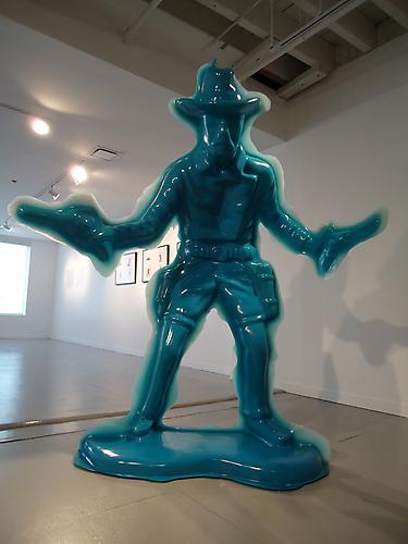 Blue Cowboy #3 (Double Gunslinger), 2006.
3-D digital scanning, CNC digital sculpting, Reinforced fiberglass composites, Urethane, 75 x 75 x 22 inches.