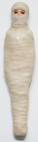 Mummified Barbie, 2009
Barbie doll, mixed media
11 x 3 x 1 inches