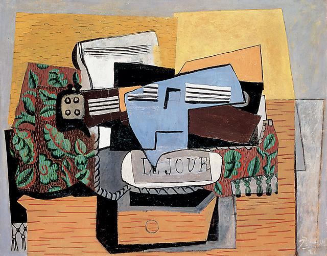  Violon et Journal sur un Tapis Vert (le jour), 1921 (Violin and Newspaper on a Green Carpet (daytime)), 1921 
Oil on canvas, 28 7/8 x 36 1/4 in. (73.3 x 92.1 cm)