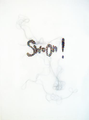 Rob Wynne
Swoon!, 2008
Glass beads and threads on velum
21 x 27 inches