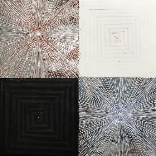 Chris Duncan
Israel and Palestine   2009
Thread, paint, wood puuty, ink and graphite on paper
16.5 x 16.5 in