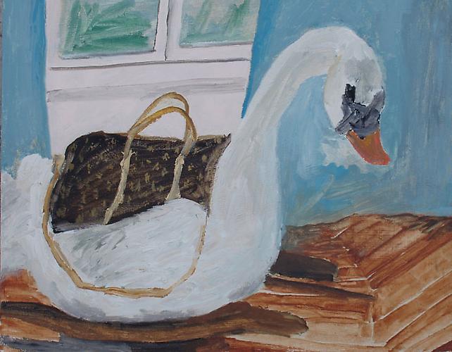 Still Life (Louis Vuitton and Swan), 2009
Oil on panel
8 x 10 inches
