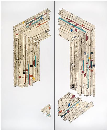 ROB FISCHER
Dodgeball, 2008
Intaglio and screen-printing
86 x 35 inches each panel