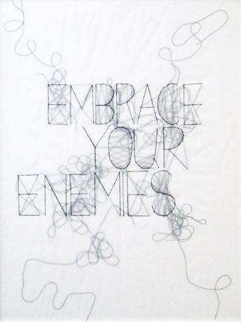 Rob Wynne
Embrace Your Enemies, 2004
Threads and velum
19 x 21 inches