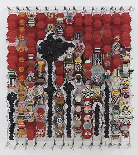 Jacob Hashimoto
Cannonball, 2008
Acrylic, paper/bamboo, nylon
53.1 x 46.9 x 7.7 inches