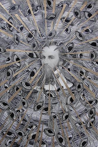 Andrew Schoultz, Sinking Philanthropist (1792- 2011)
Acrylic On Antique Copper Plate Etching
16h x 12w in (40.64h x 30.48w cm)