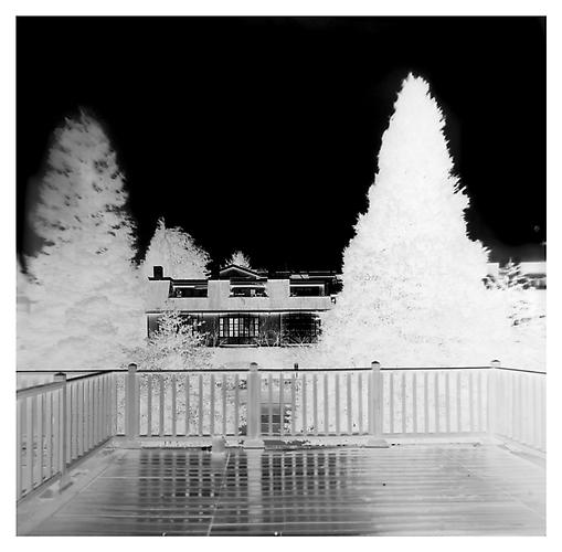 VIEW OF 4TH ST. WEST, NORTH VANCOUVER, USING PRESENTATION HOUSE GALLERY AS CAMERA OBSCURA | UNIQUE CAMERA OBSCURA PAPER NEGATIVE | 213 X 213 CM | 2004
