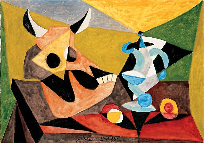 Nature Morte au Crâne de Taureau, 28 janvier 1939 (Still Life with Bull Head), 28 January 1939 
Oil on canvas, 25 3/4 x 36 1/4 in. (65.4 x 92.9 cm.)
