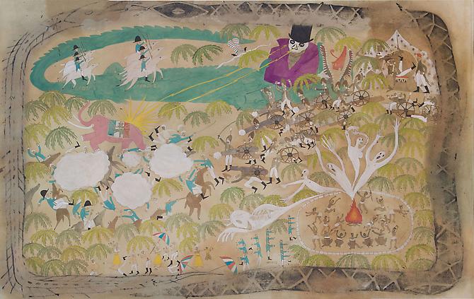 Your Gods Are Impotent and Thus Their Defeat. (Failed Charge (Massacre) At Pic DuBois Colloquially Referred To As Mount Blood By The Locals) 1792 (2012)
Acrylic, Ink, Coffee, Tea On Paper
45h x 60w in (114.3h x 152.4w cm)