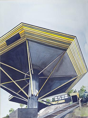 Amy Park: John Lautner’s “Chemosphere” House, Los Angeles, CA 1965 (2012)
Watercolor On Paper
30h x 22w in (76.2h x 55.88w cm)