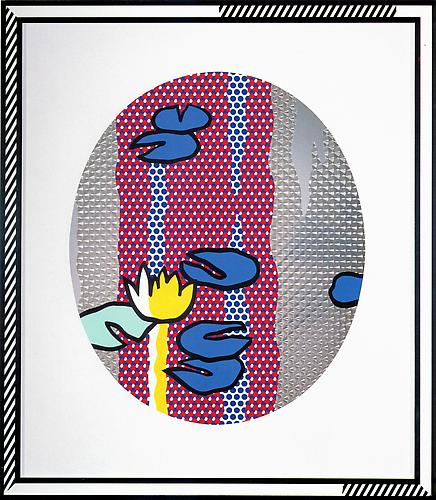 Water lilies, Blue lily pads, 1992.
Screenprinted enamel on stainless steel, 43 1/2 x 38 1/2 inches.