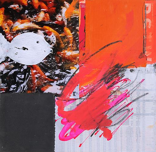 Gayle Wells Mandle
Big Fish, Little Pond   2010-11
Mixed media on canvas
16 x 16 in