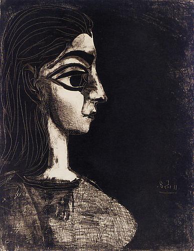  Bust in Profile: Two States (M. 306; B. 845) , 
25 1/4 x 19 1/2 inches (64.1 x 49.5 cm), Two lithographs on Arches paper, 1957