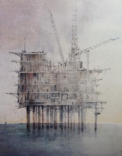 Errol Barron: Abandoned Rig (New Orleans) (2012)
Watercolor On Paper
20h x 16w in (50.8h x 40.64w cm)