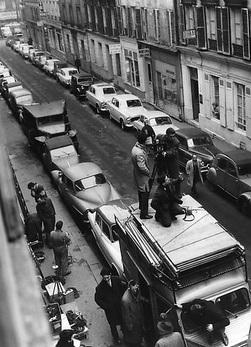 Francois Truffaut on the roof of a van, rue Lemercier, Paris (Antoine Et Colette)
1962
gelatin silver print